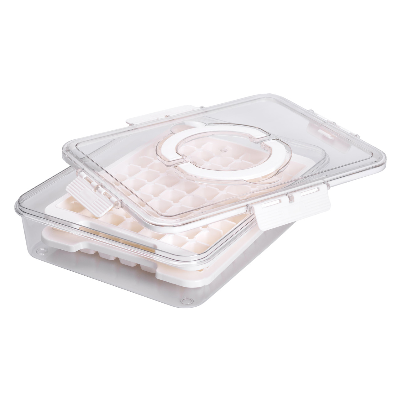 Контейнер для заморозки льоду з кришкою на 126 відсіків 30.5х24х7 см харчовий контейнер пластиковий Бежевий HP-27-8