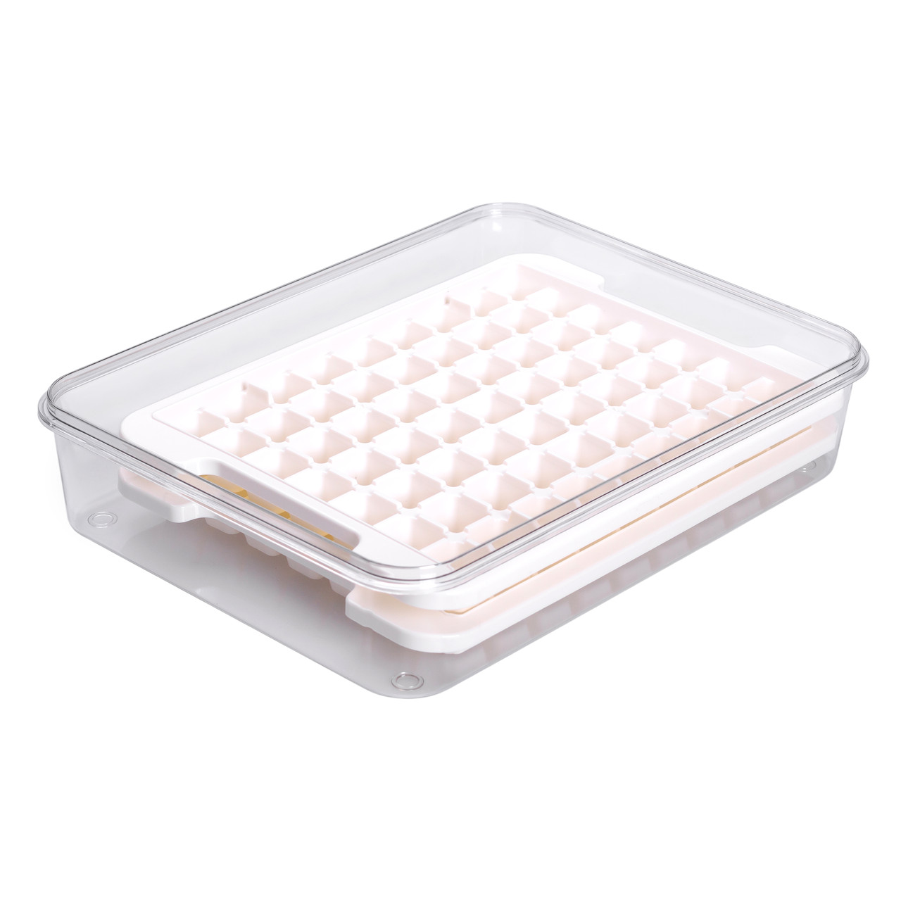 Контейнер для заморозки льоду з кришкою на 126 відсіків 30.5х24х7 см харчовий контейнер пластиковий Бежевий HP-27-8