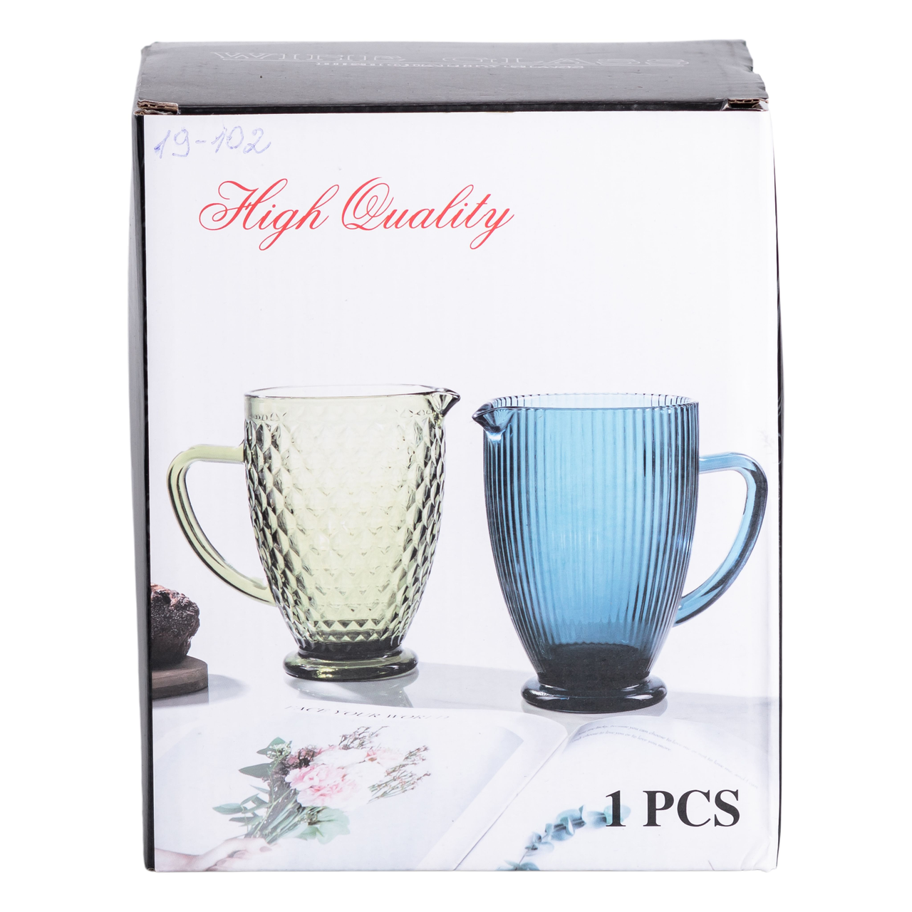 Глек для напоїв 1 літр для компоту, мохіто, лимонаду, сангрії прозорий скляний глек із ручкою HP-19-102