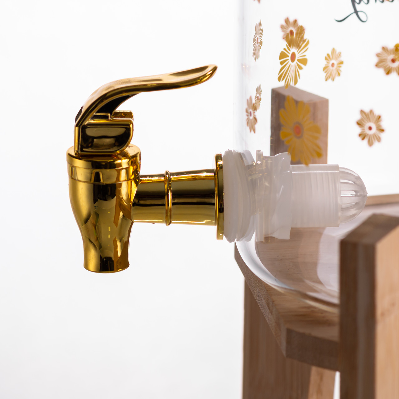 Лимонадниця з краном на дерев'яній підставці 3.6 л скляна лимонадниця диспенсер для напоїв HP-34-17