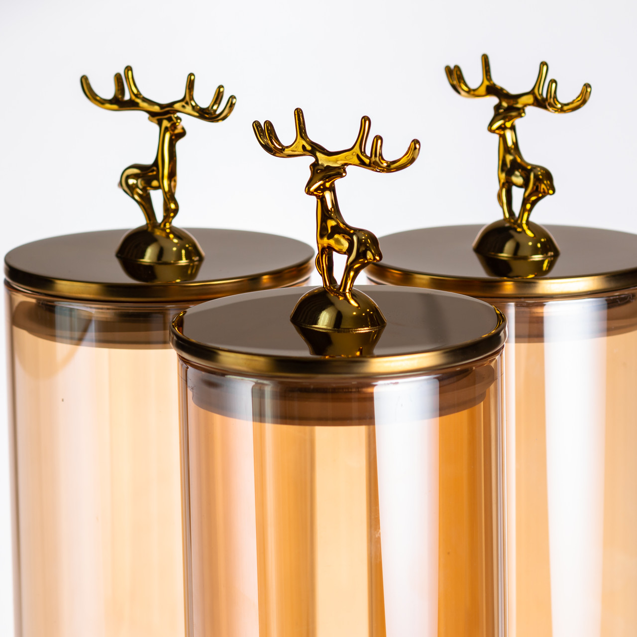 Лимонадниця скляна 3в1 на підставці із золотими кранами 5.5 л HP-34-28