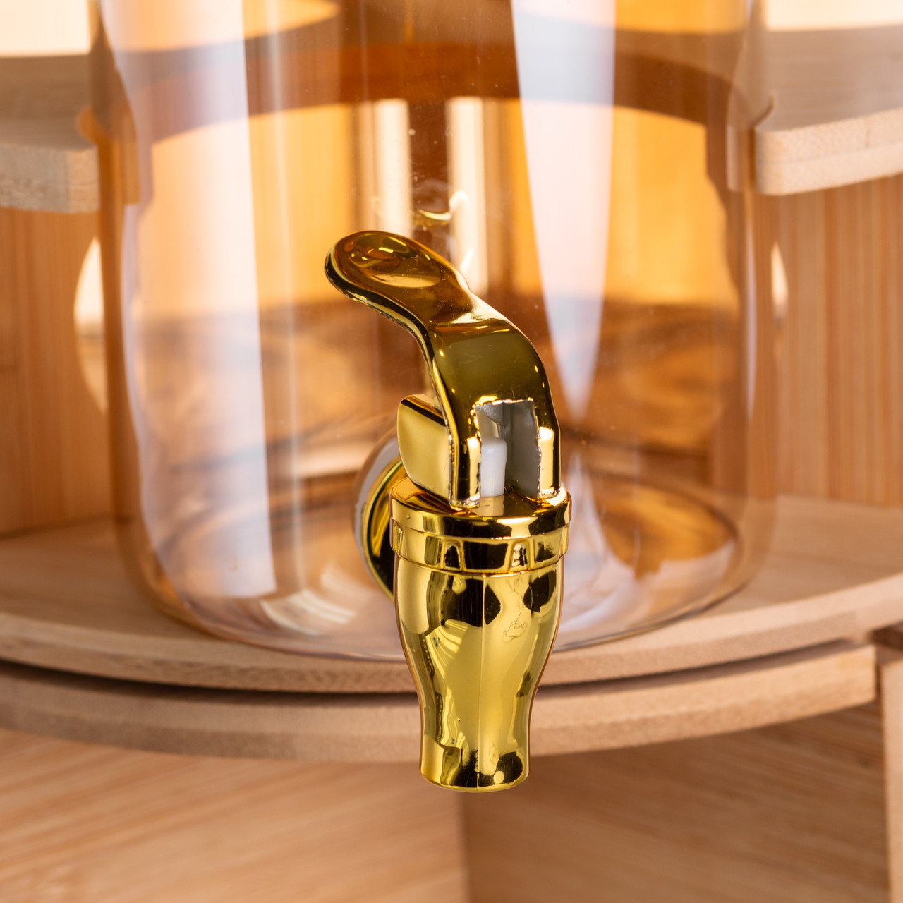 Лимонадниця скляна 3в1 на підставці із золотими кранами 5.5 л HP-34-28