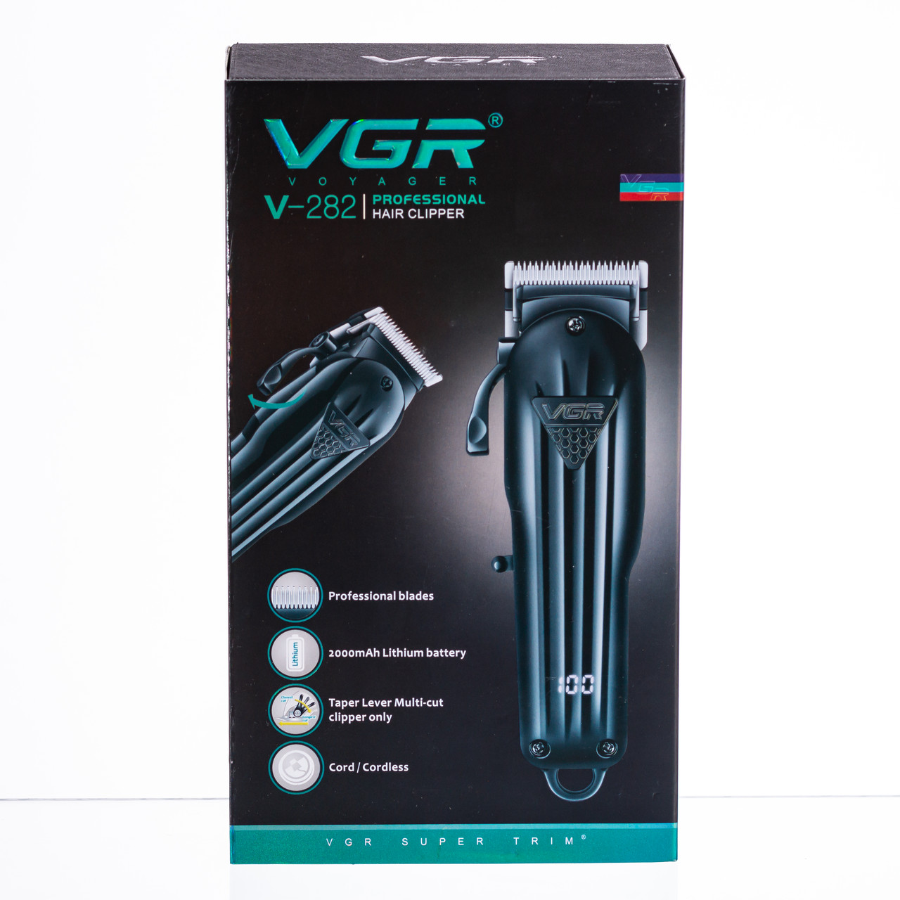 Машинка для стрижки акумуляторна бездротова Чорна VGR V-282