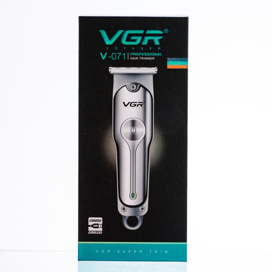 Машинка для стрижки волосся акумуляторна Сріблястий VGR V-071