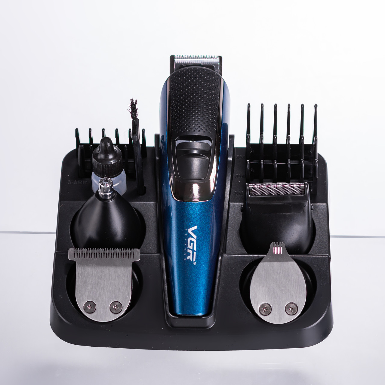 Машинка тример для стрижки 4в1 з насадками Синій VGR V-172