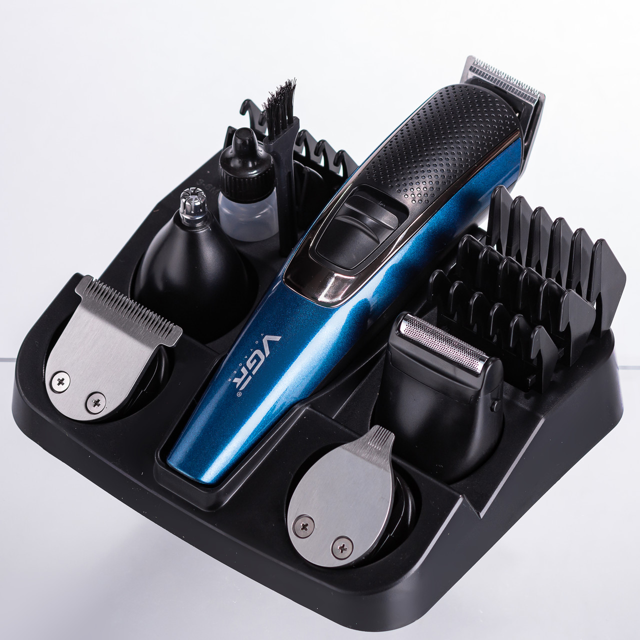 Машинка тример для стрижки 4в1 з насадками Синій VGR V-172
