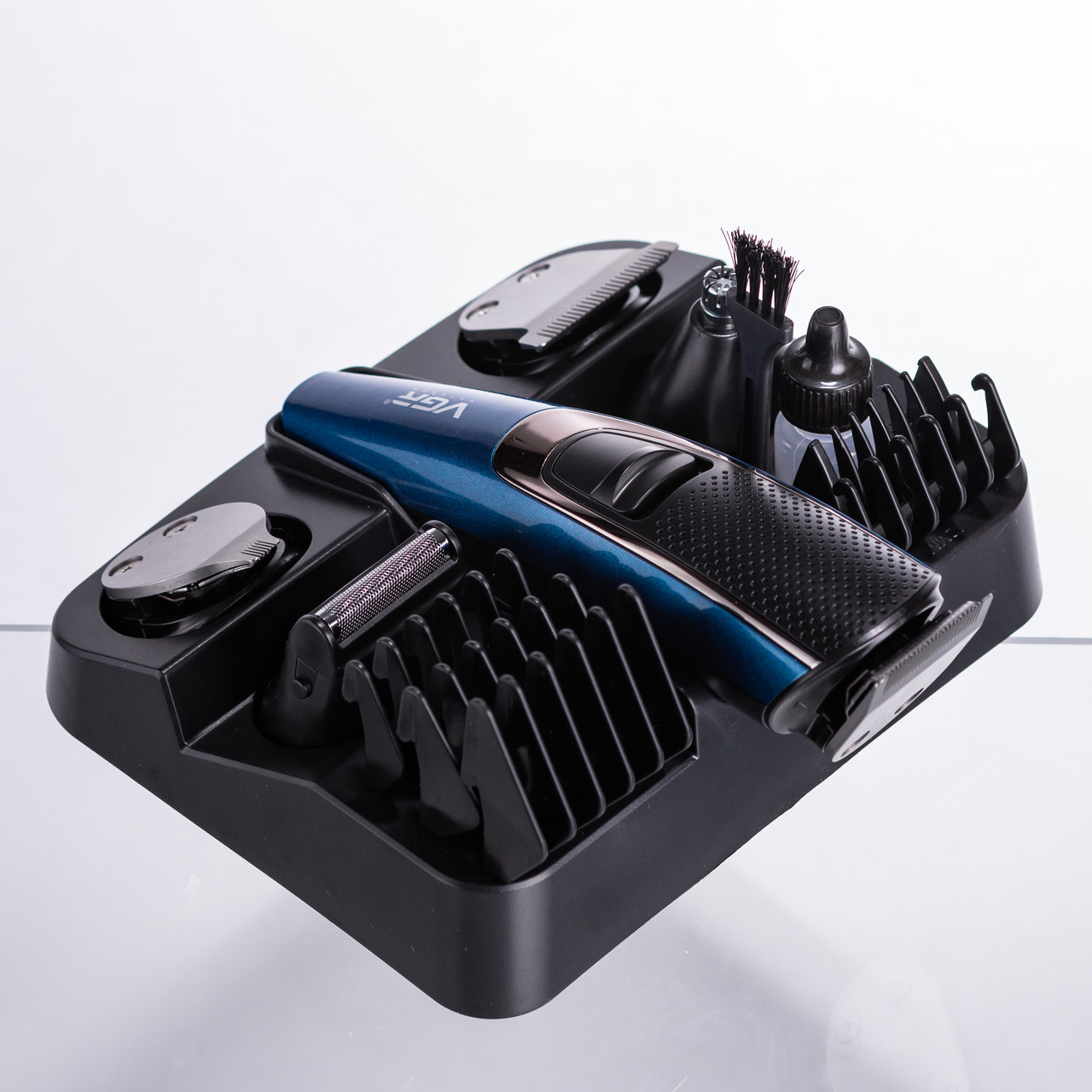 Машинка тример для стрижки 4в1 з насадками Синій VGR V-172