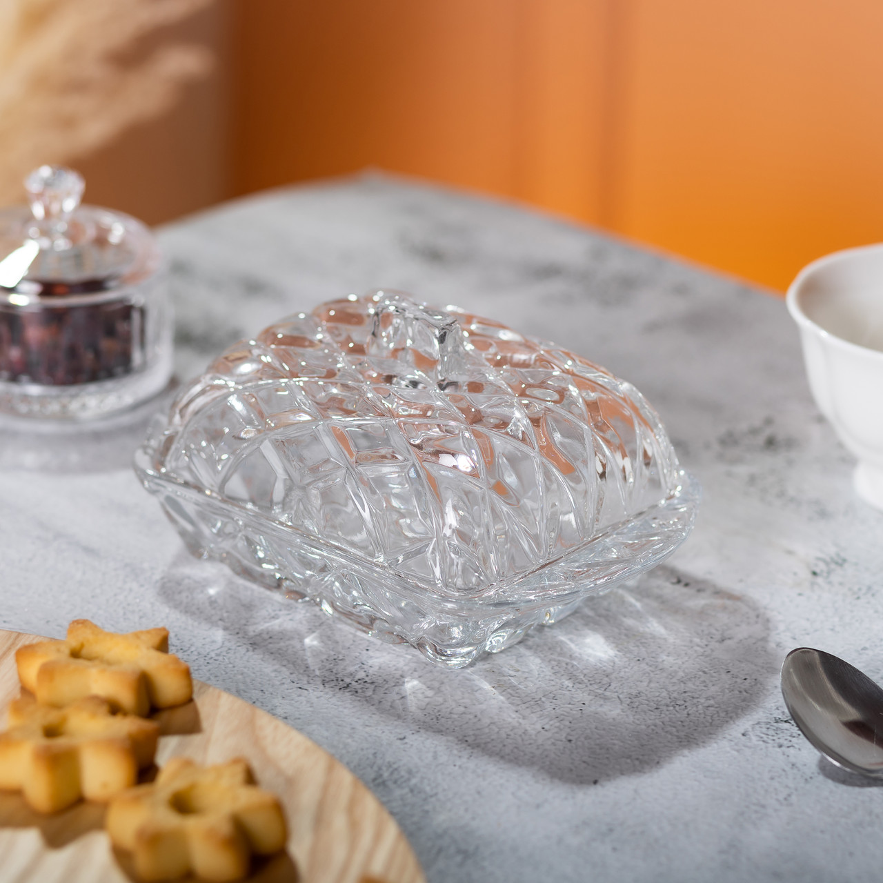 Маслянка скляна для вершкового масла з кришкою 16.5х10.5х8 см підставка для вершкового масла HP-YH-45