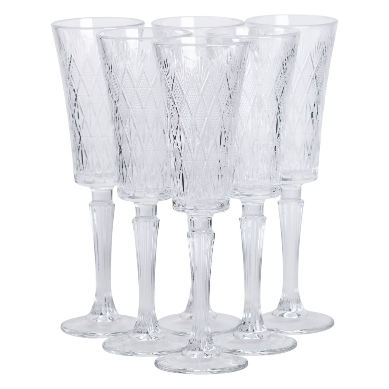 Набір келихів для шампанського 6 шт 200 мл скляні на ніжці HP-19-126