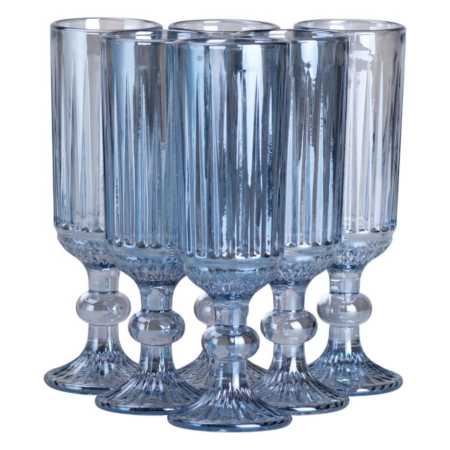 Набір келихів для шампанського 6 штук 160 мл Блакитний HP-19-67