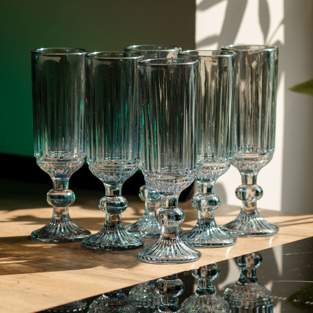 Набір келихів для шампанського 6 штук 160 мл Блакитний HP-19-67