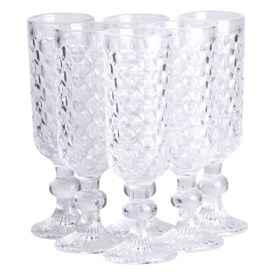 Набір келихів для шампанського 6 штук 160 мл скляні HP-19-103