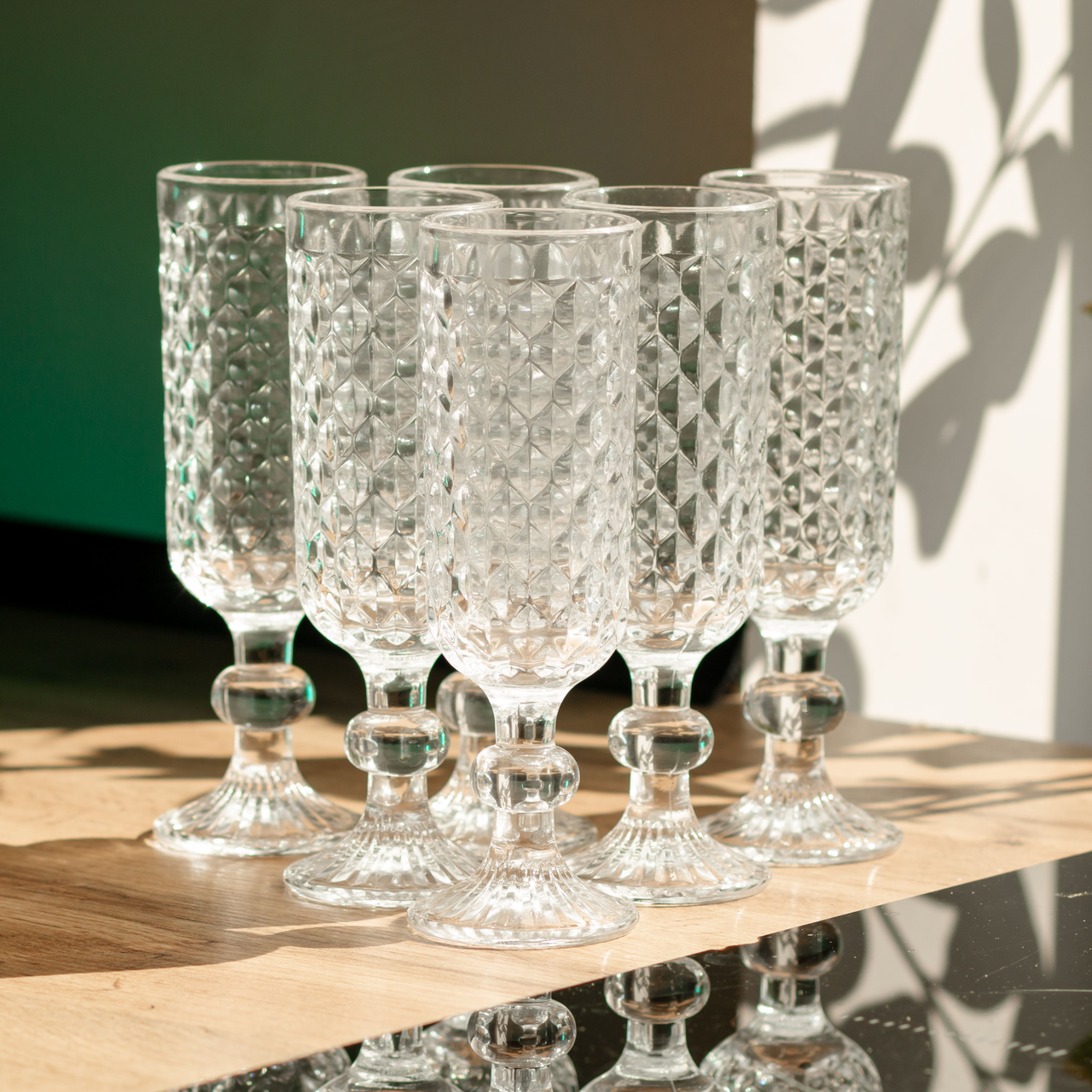 Набір келихів для шампанського 6 штук 160 мл скляні HP-19-103