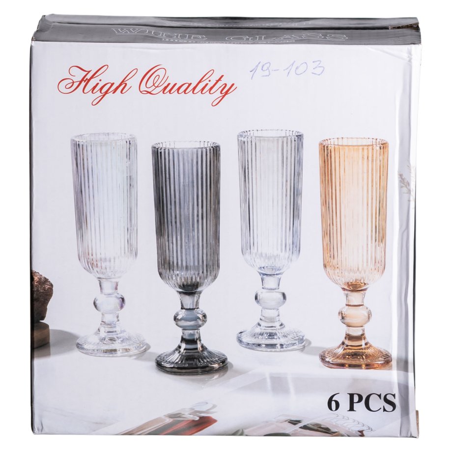 Набір келихів для шампанського 6 штук 160 мл скляні HP-19-103