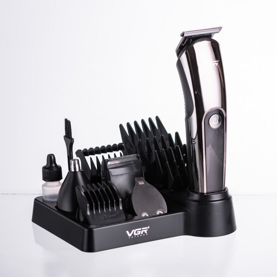 Набір для стрижки волосся 5 в 1 машинка, триммер та бритва Vgr V-107