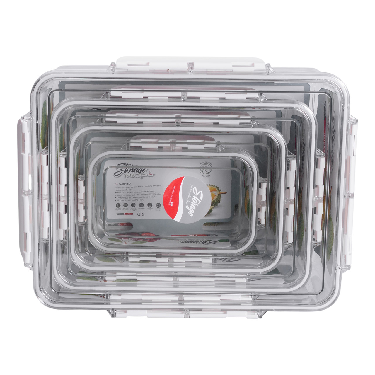 Набір контейнерів для їжі 0.7/1.7/3.3/5.7 л 4 шт з кришками на засувках HP-27-5