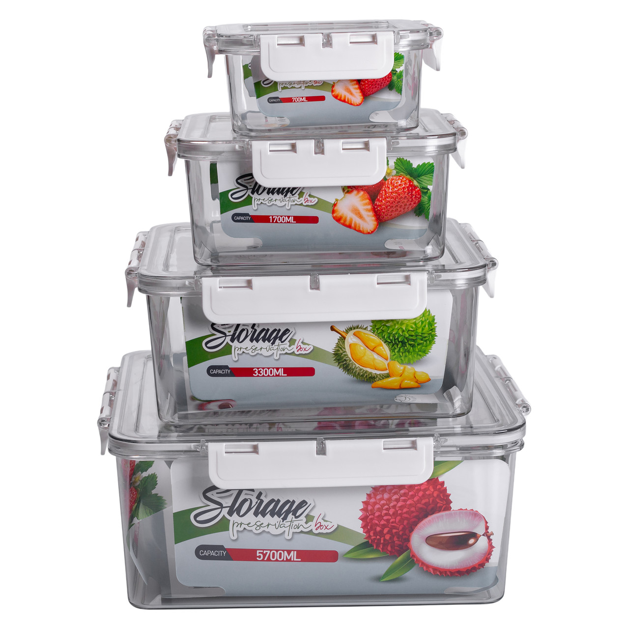 Набір харчових контейнерів для їжі 4 шт 0.7/1.7/3.3/5.7 л на засувках HP-27-4