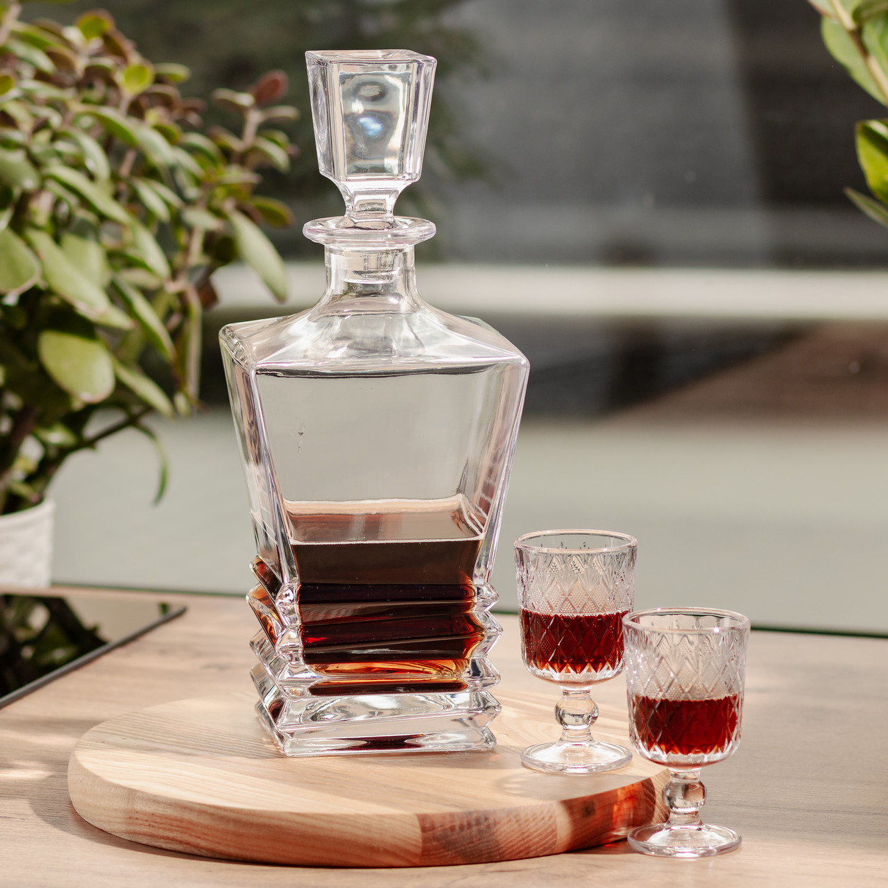 Декантер для віскі 1 літр г 11×11×28 см із пробкою HP-19-34
