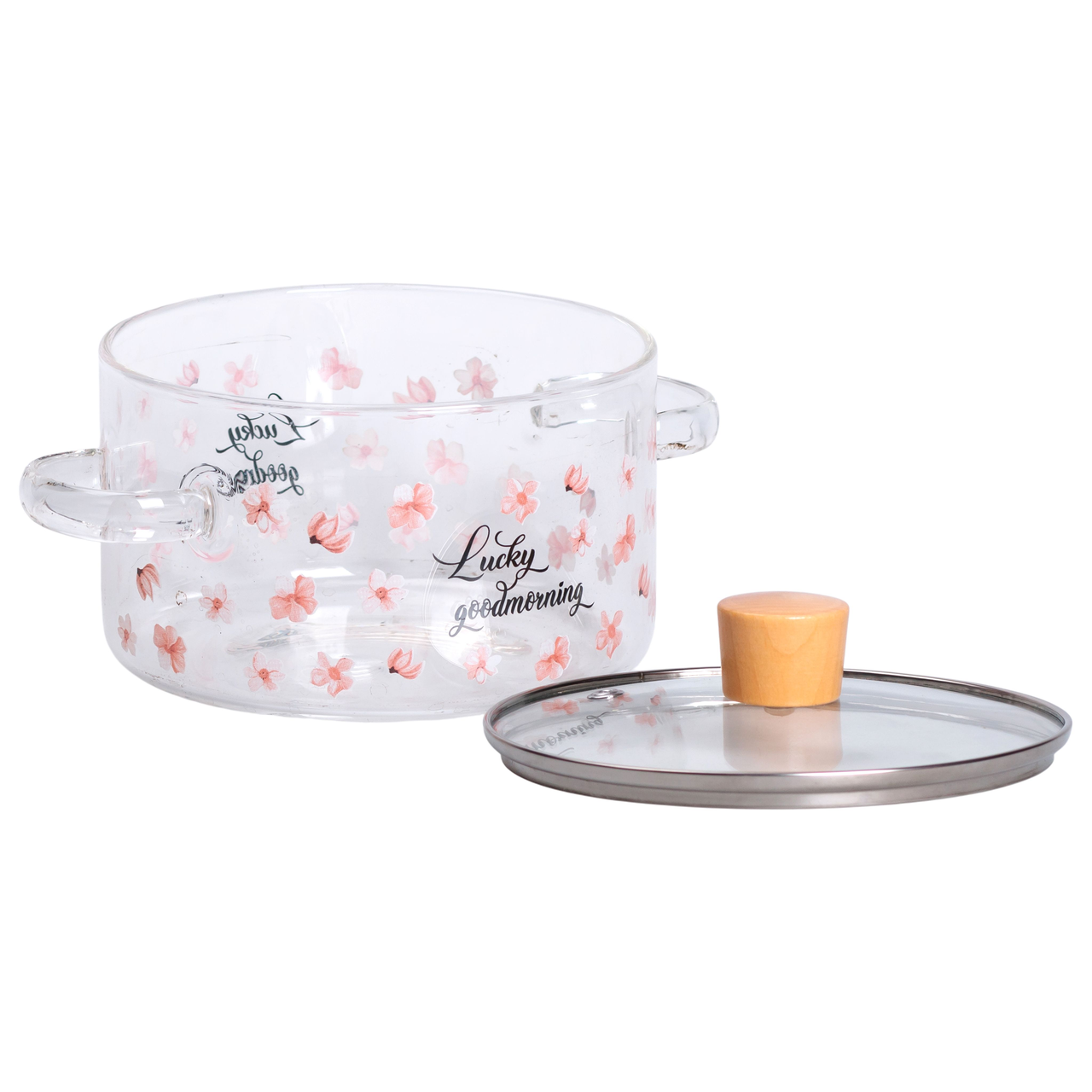 Скляна каструля прозора 1.7 літр з кришкою жароміцна HP-34-22