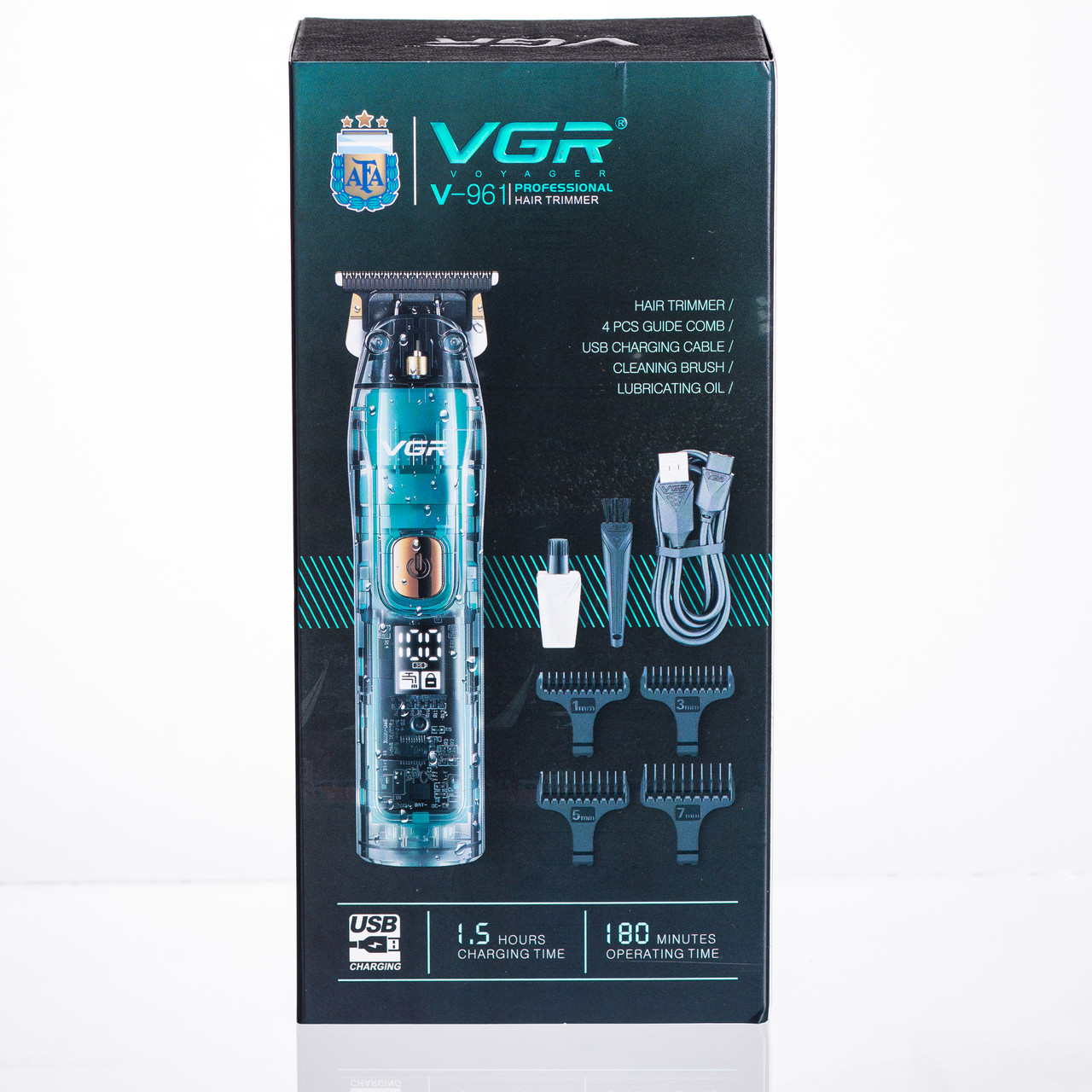 Тример для стрижки акумуляторний з 4 насадками Зелений VGR V-961