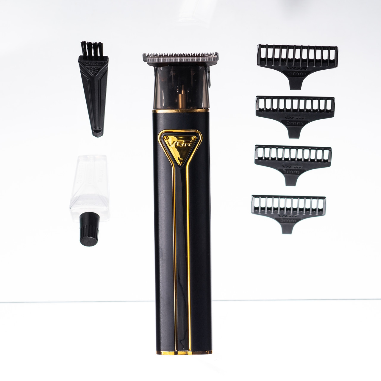Тример для стрижки волосся акумуляторний 4 насадки Чорний VGR V-009