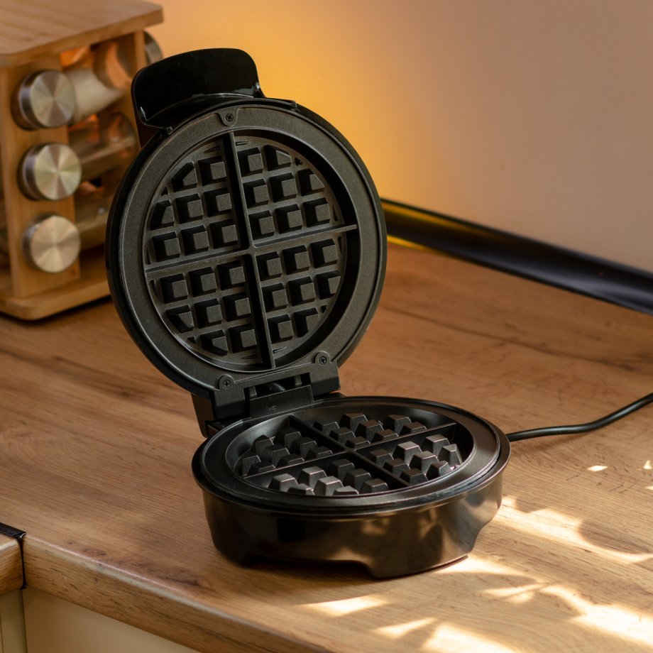 Вафельниця для бельгійських вафель з антипригарним покриттям і LED-індикатором 1000 Вт кругла Sokany SK-519