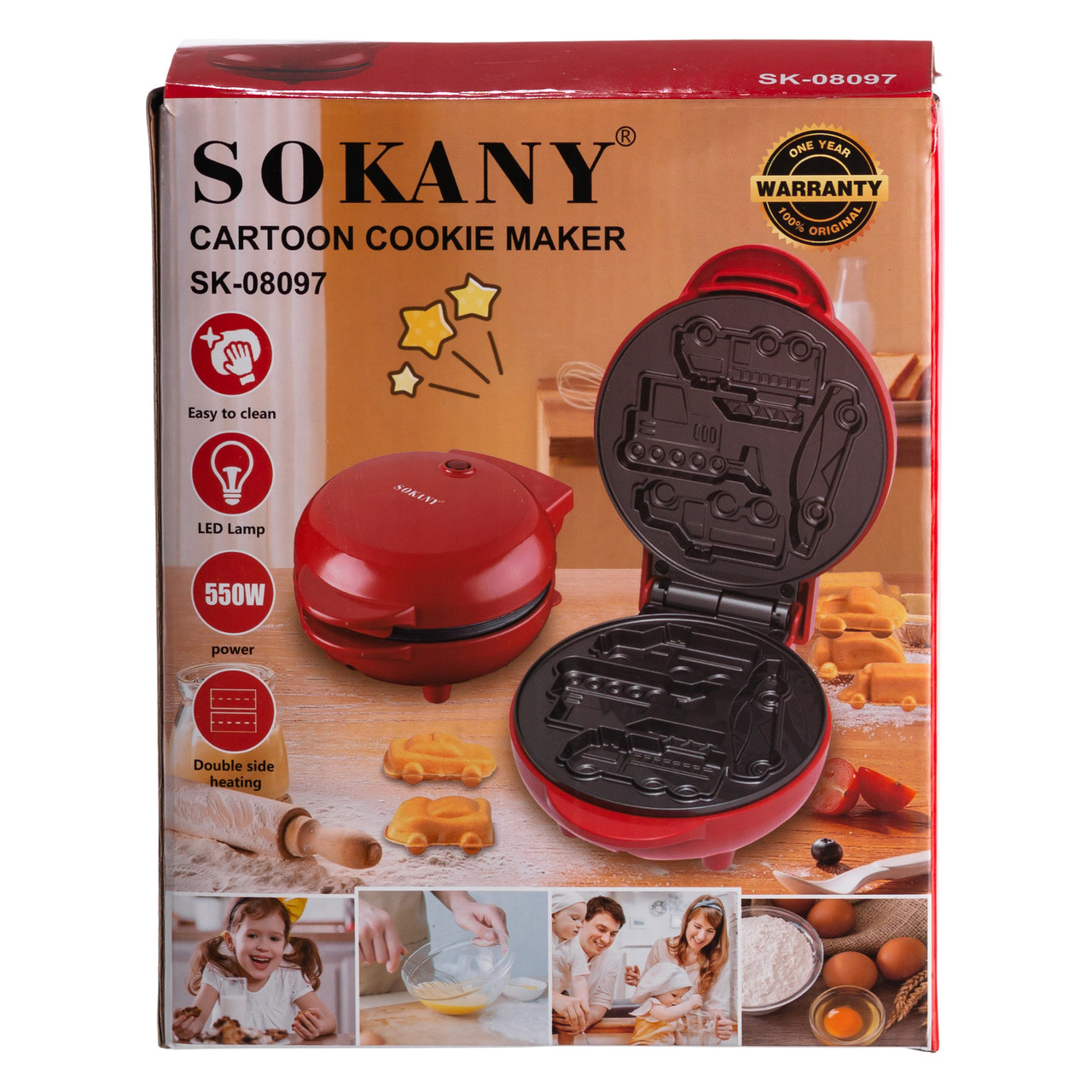 Вафельниця для вафель у вигляді машинок 550 Вт антипригарне покриття Sokany SK-08097