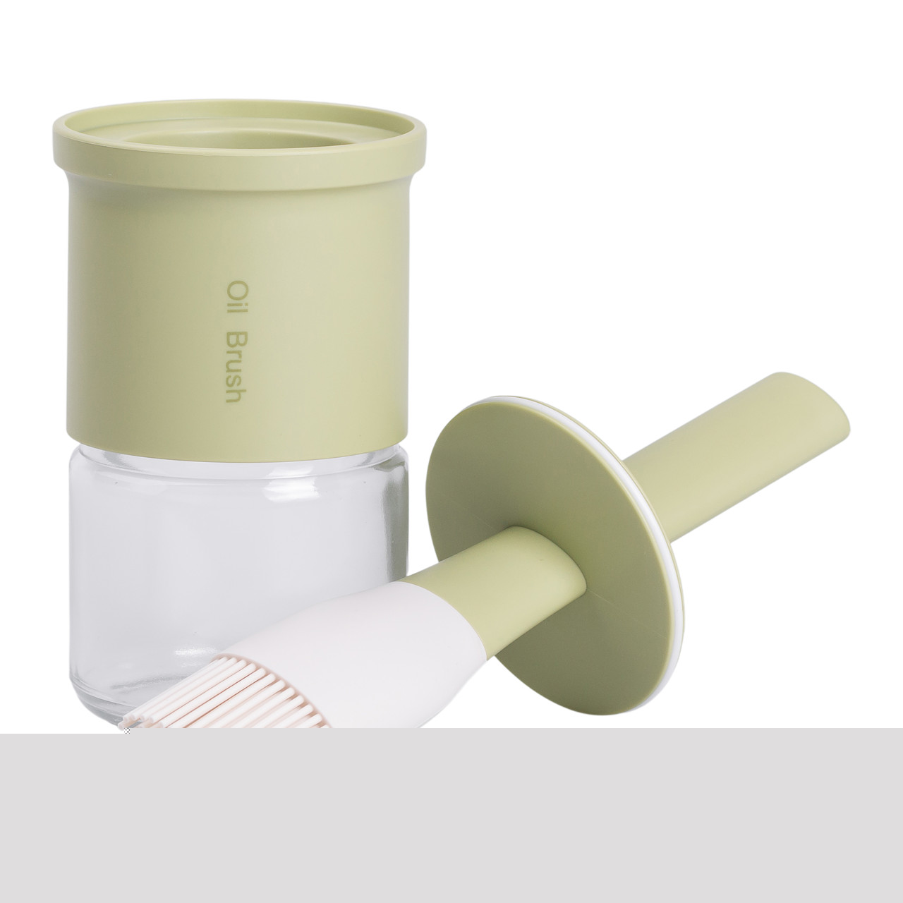 Банка для олії з пензликом 300 мл диспенсер з пензликом для оливкової, соняшникової олії Зелений HP-34-11GR