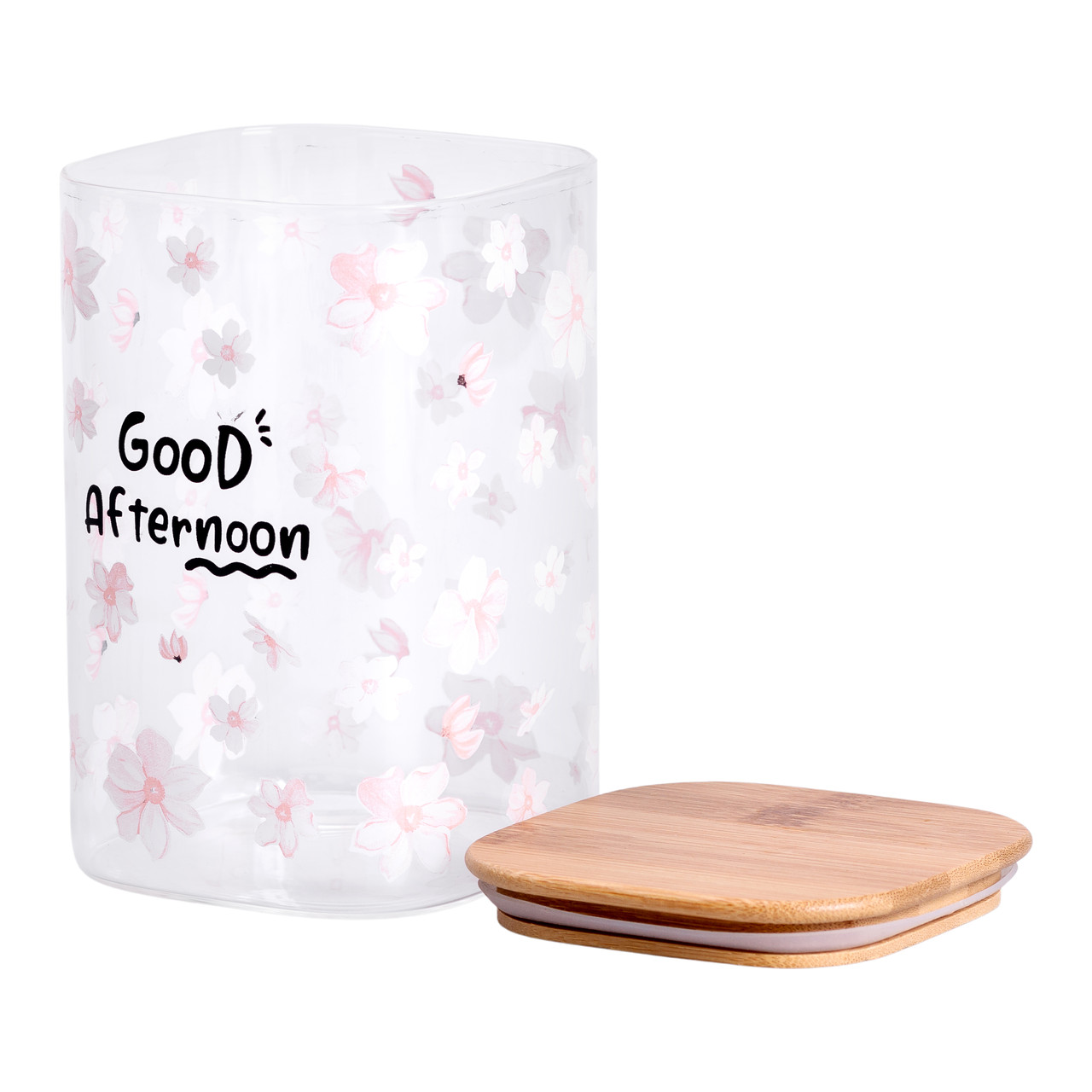 Банка для сипучих продуктів з бамбуковою кришкою 1.2 л ємність для сипучих скло HP-34-23