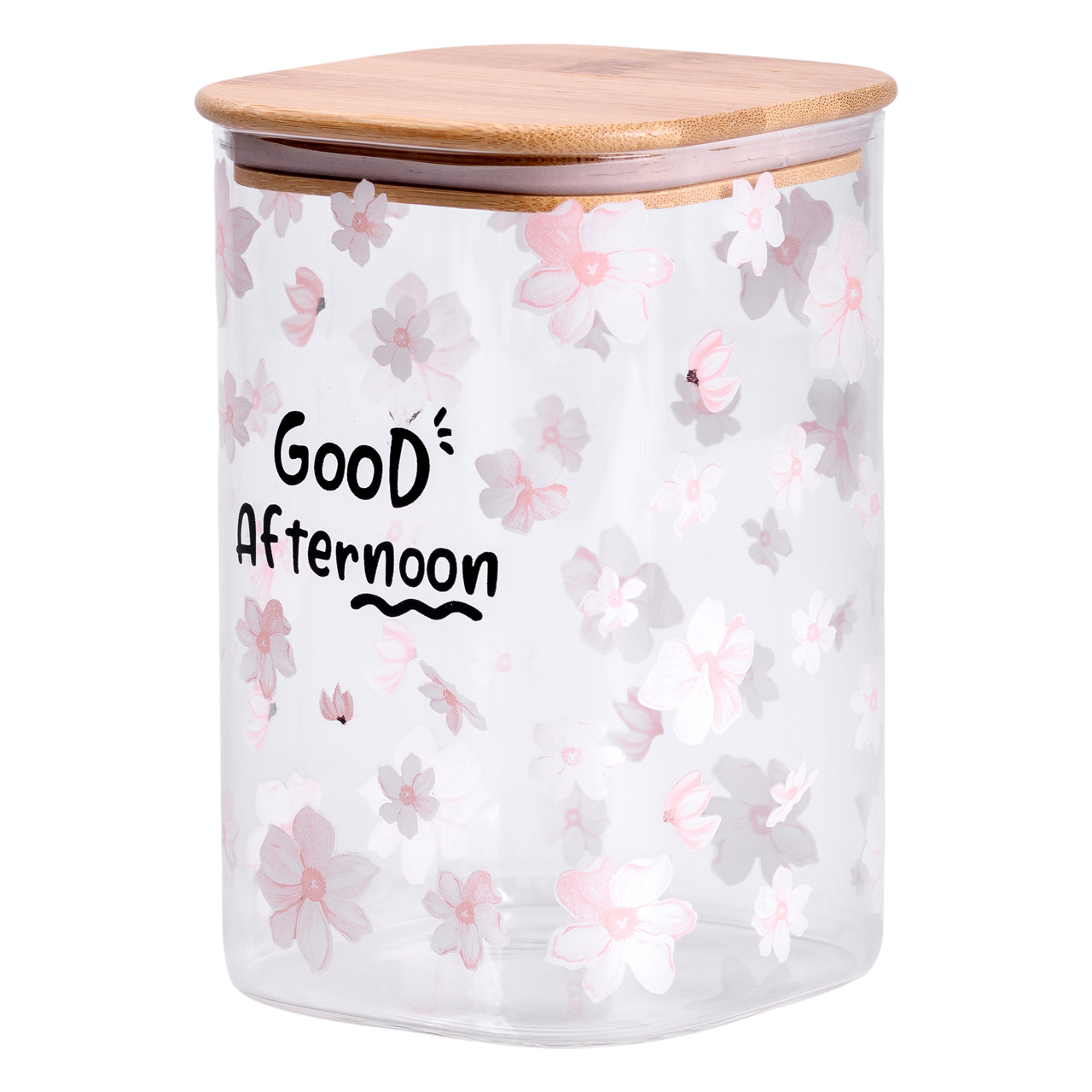 Банка для сипучих продуктів з бамбуковою кришкою 1.2 л ємність для сипучих скло HP-34-23