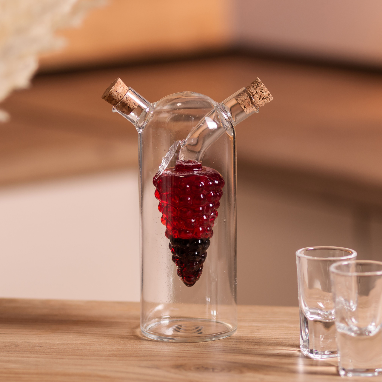 Пляшка для олії та оцту 2 в 1 скляна 380 мл для оливкової, соняшникової олії та оцту HP-34-14