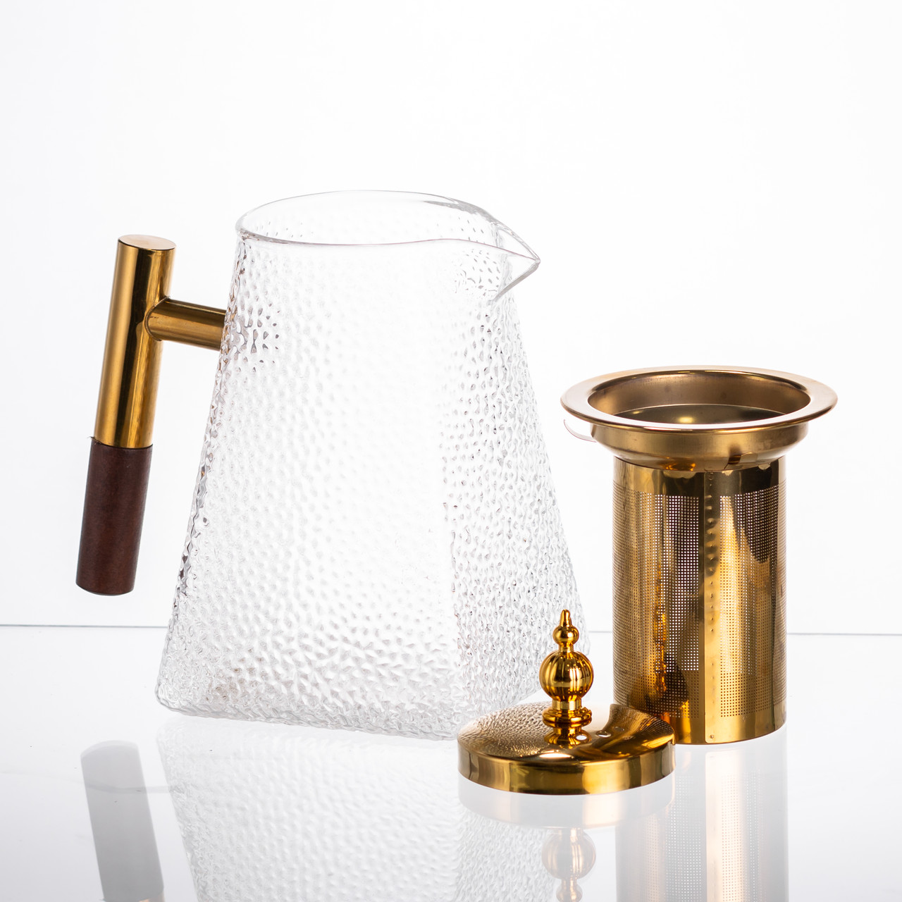 Чайник для заварювання скляний для чаю 1 л з металевою ручкою прозорий HP-34-36