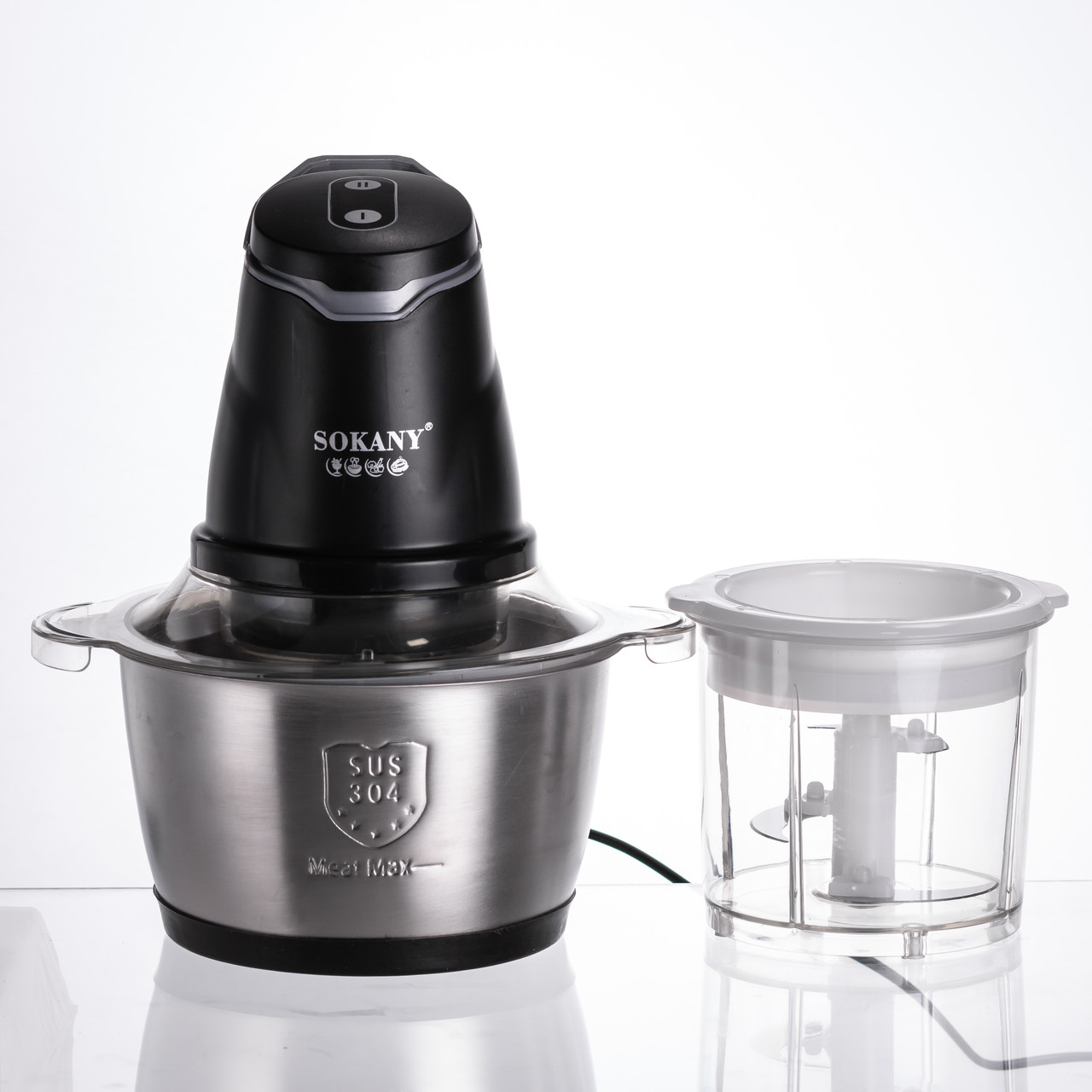 Чоппер подрібнювач 2 в 1 кухонний з чашею на 1.5 л кухонний електричний Sokany SK-06028