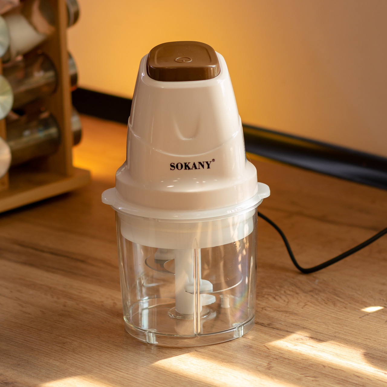 Чоппер подрібнювач з чашею на 0.7 л електричний кухонний 250 Вт бежевий Sokany SK-06009BE