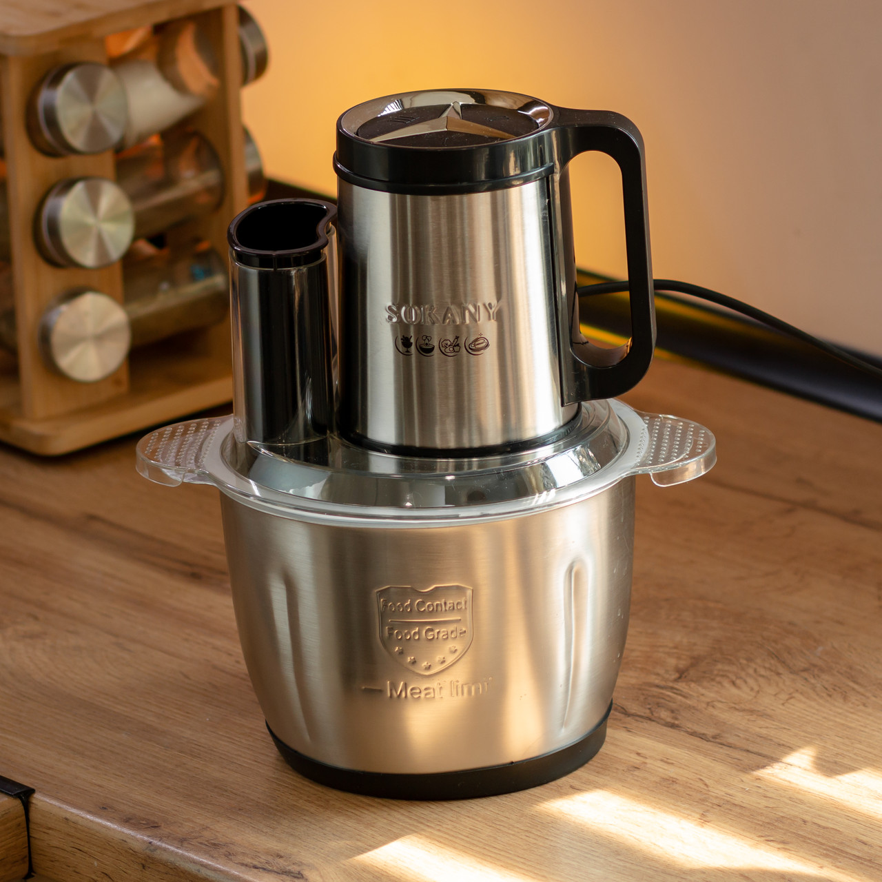 Чоппер подрібнювач із чашею на 2.7 л кухонний електричний Sokany SK-06019