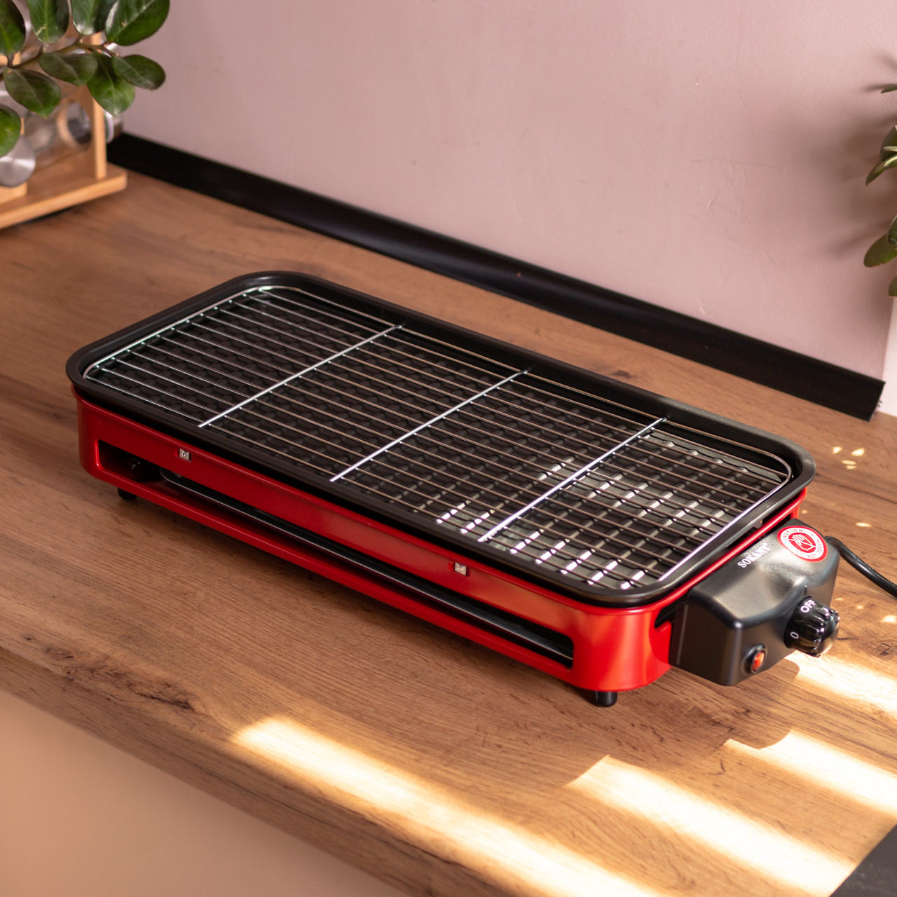 Електричний гриль настільний червоний 1500 Вт Sokany SK-6112