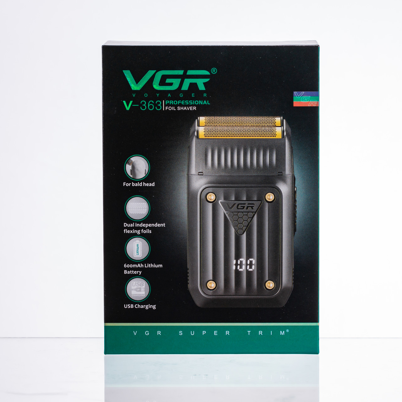 Електробритва чоловіча шейвер з подвійним лезом та LED-дисплеєм VGR V-363