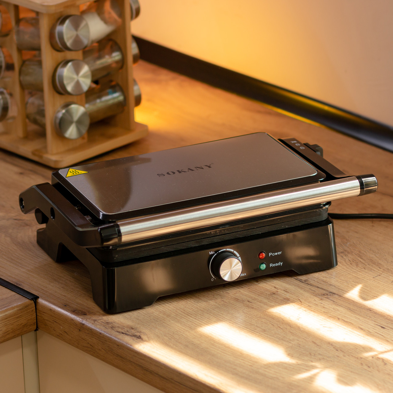 Електрогриль притискний з антипригарним покриттям 1500 Вт Sokany SK-08026