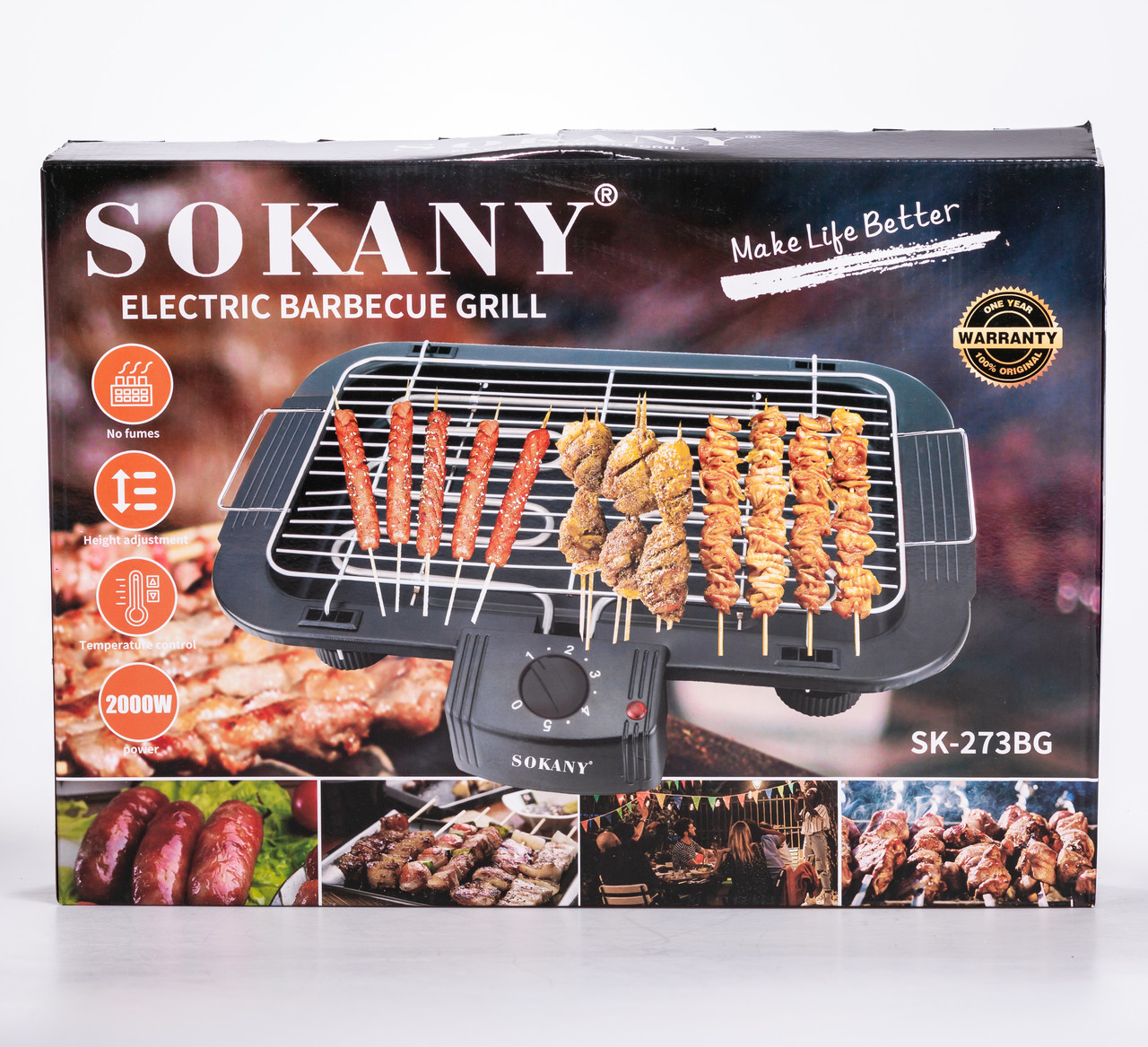 Електрогриль  з термостатом 2000 Вт Sokany SK-273BG