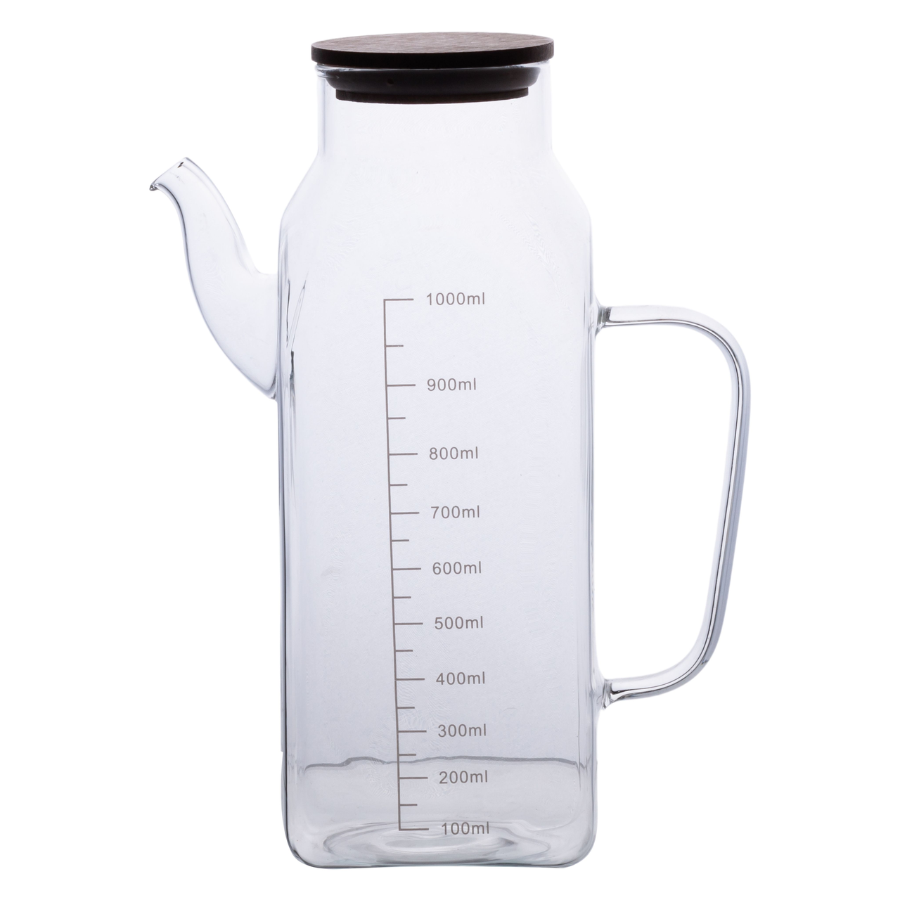 Ємність для олії та оцту з бамбуковою кришкою 1 літр скляний чайник для оливкової, соняшникової олії HP-34-2