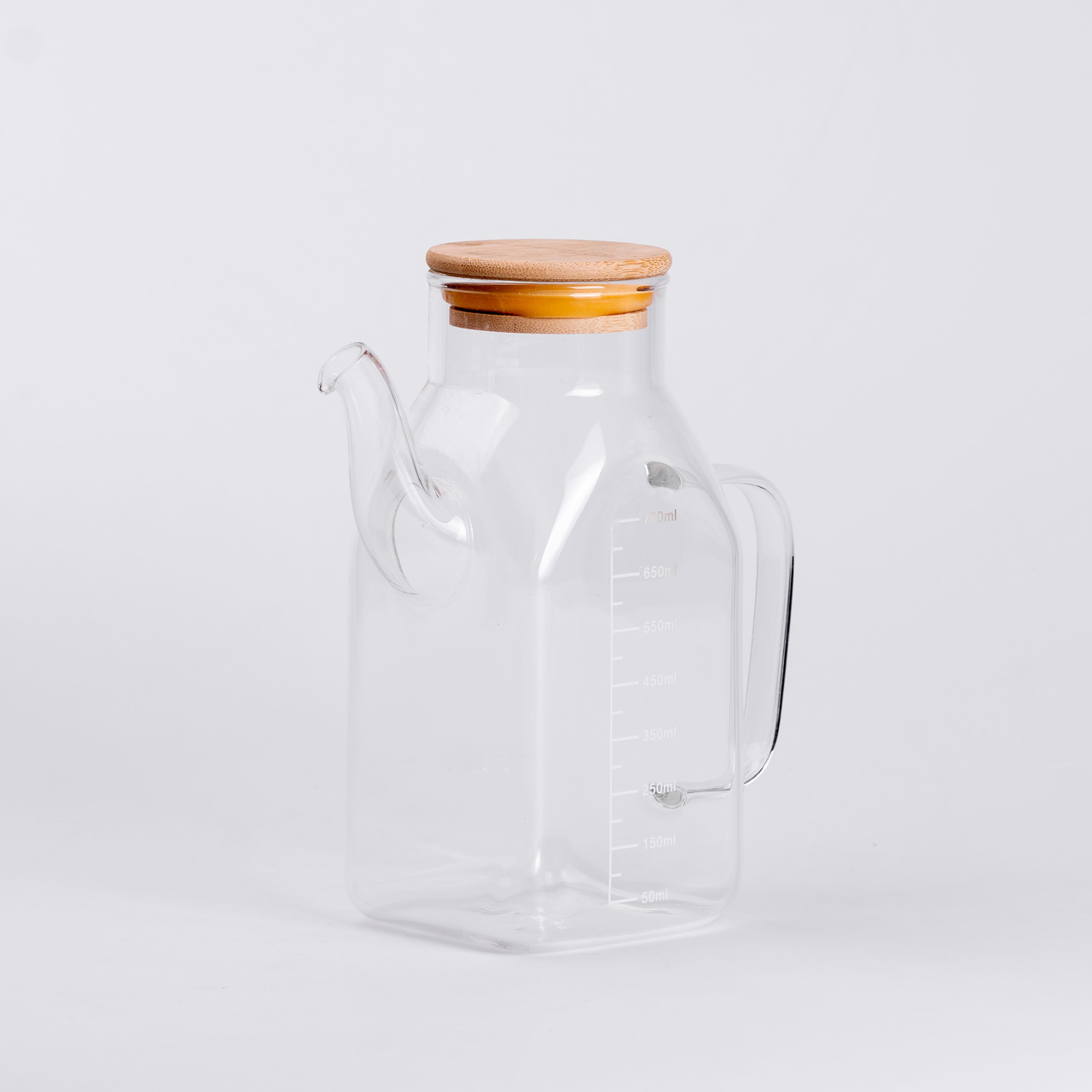 Ємність для олії та оцту з бамбуковою кришкою 750 мл скляний чайник для оливкової, соняшникової олії HP-34-1