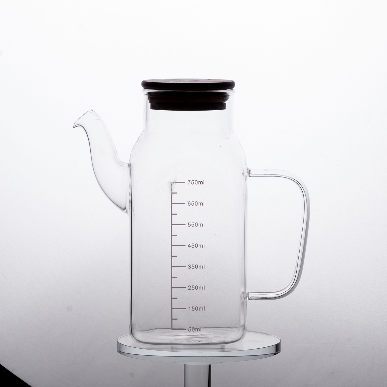 Ємність для олії та оцту з бамбуковою кришкою 750 мл скляний чайник для оливкової, соняшникової олії HP-34-1