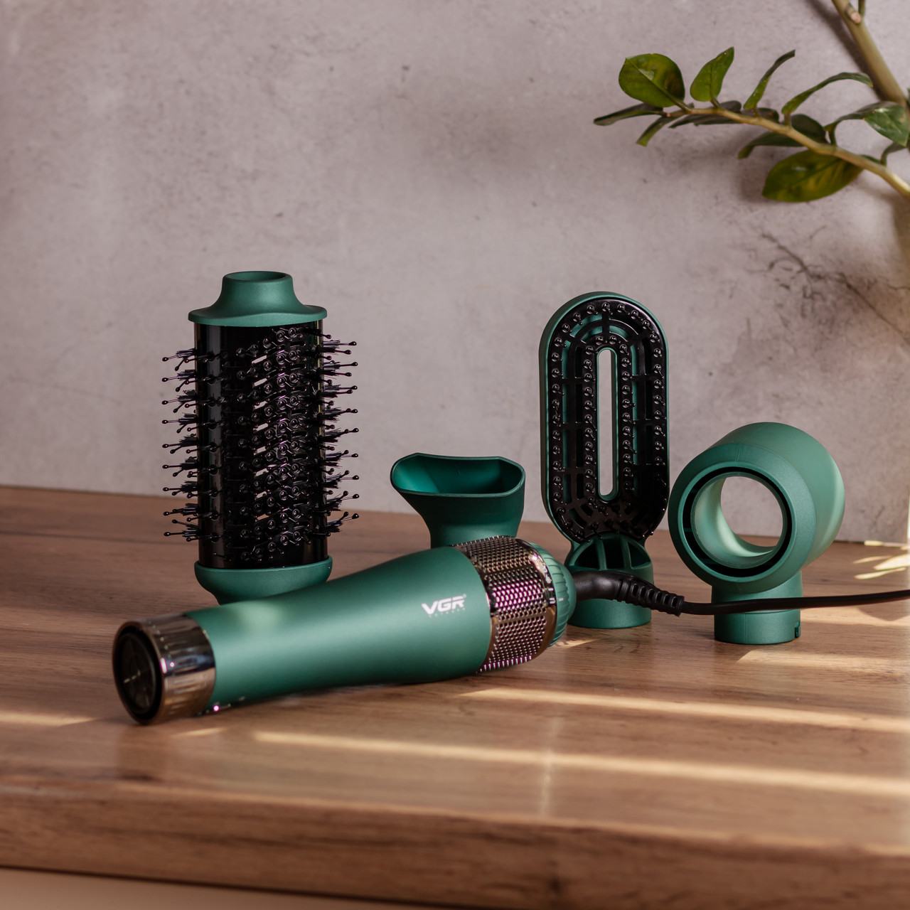 Фен-щітка 4в1 з насадками, 1000 Вт професійний VGR V-493