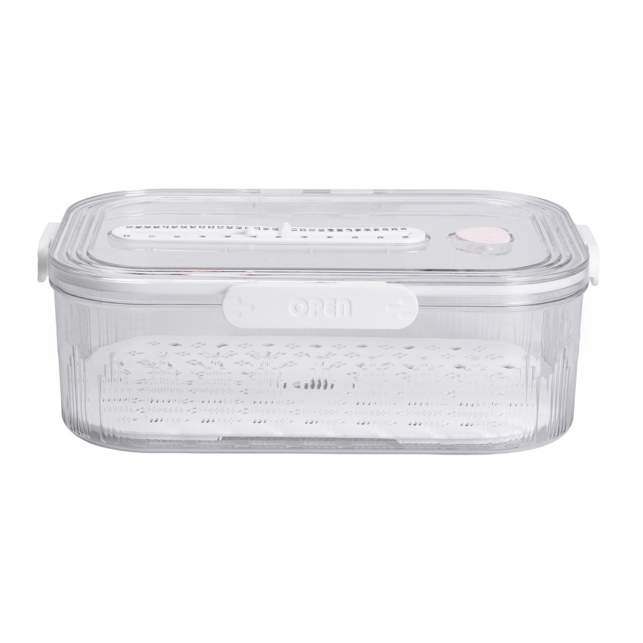 Контейнер для їжі пластиковий 32.5х22.5х11 см харчовий контейнер з індикатором дати 4.2 л Білий HP-27-2