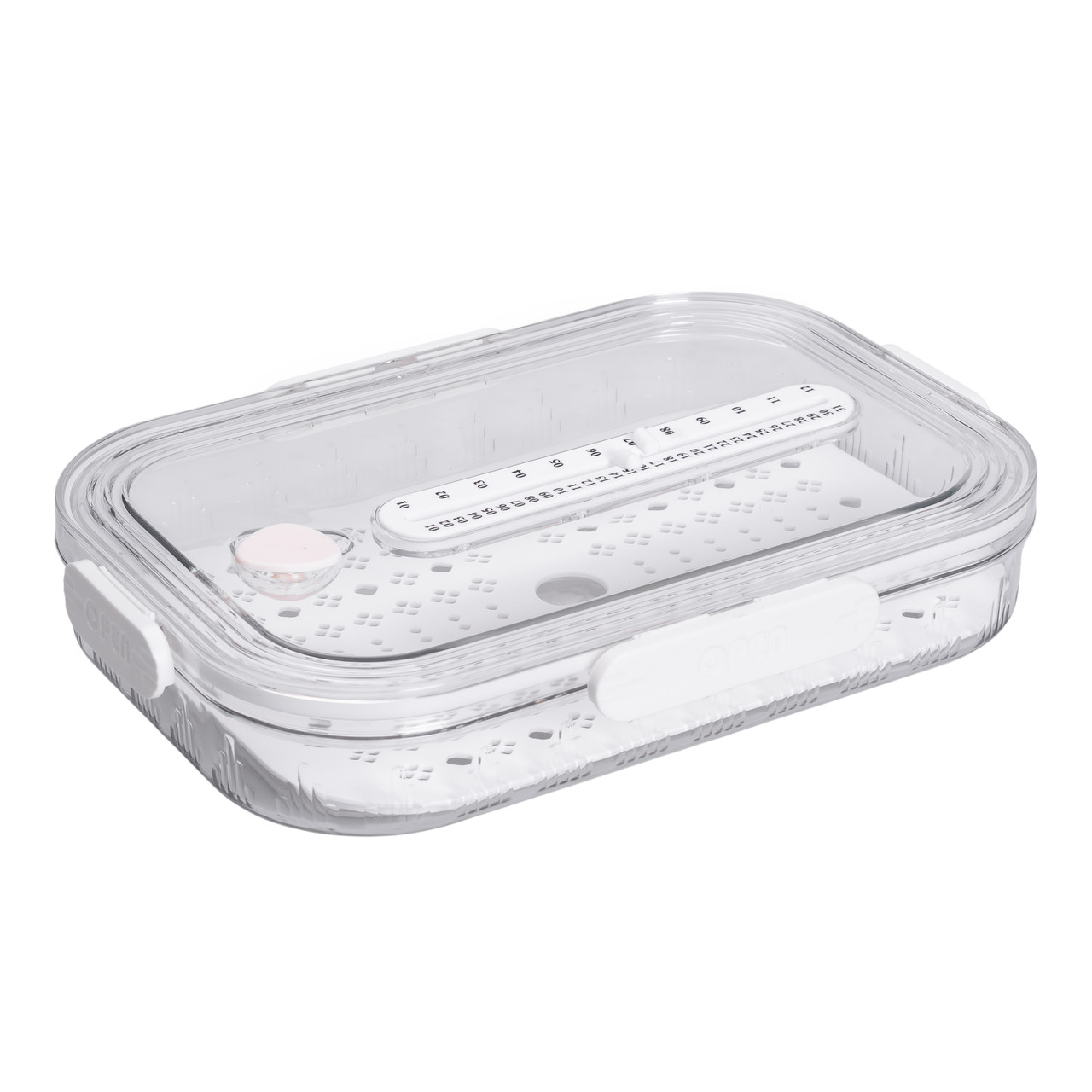 Контейнер для їжі пластиковий 32.5х22.5х6 см з індикатором дати та регулюванням вологості харчовий контейнер Білий HP-27-6