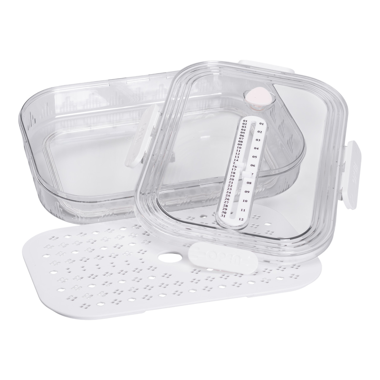 Контейнер для їжі пластиковий 32.5х22.5х6 см з індикатором дати та регулюванням вологості харчовий контейнер Білий HP-27-6