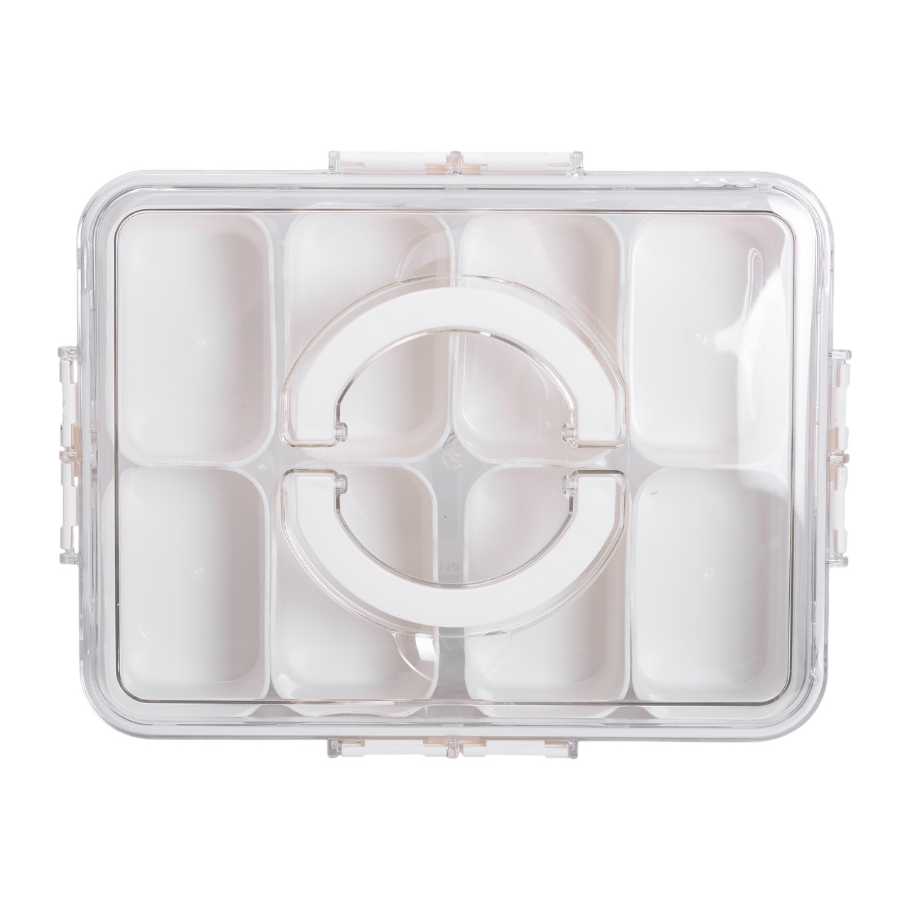 Контейнер для їжі з 8 відсіками 31х24х7 см судок для їжі пластиковий 2.5 л Білий HP-27-3