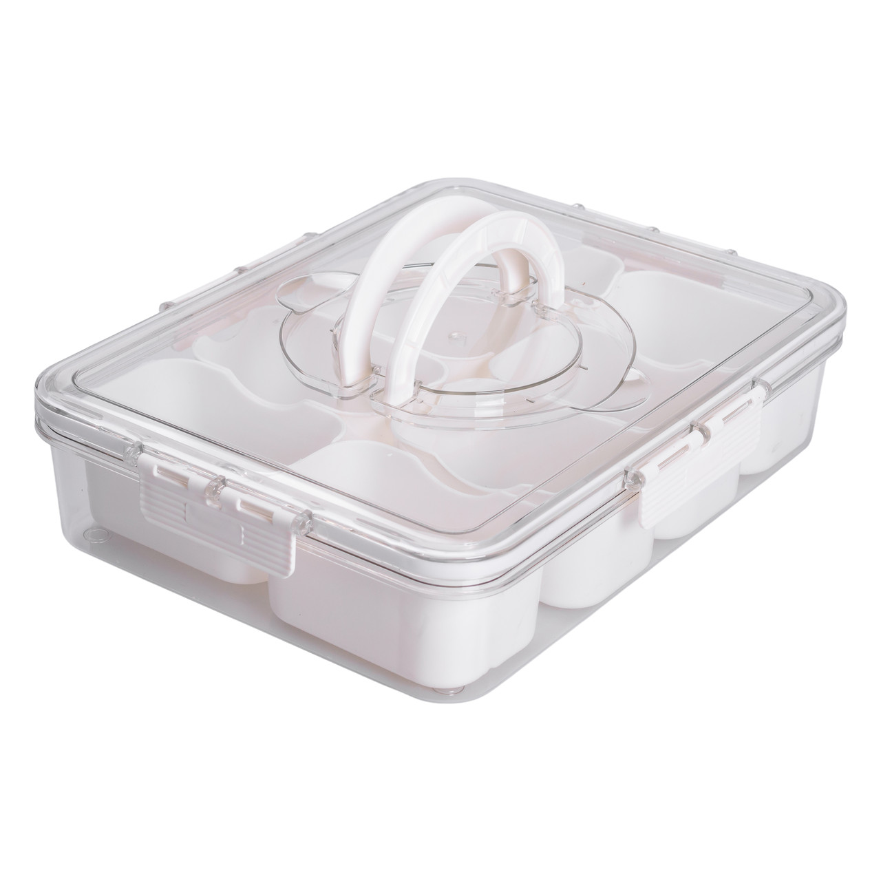 Контейнер для їжі з 8 відсіками 31х24х7 см судок для їжі пластиковий 2.5 л Білий HP-27-3