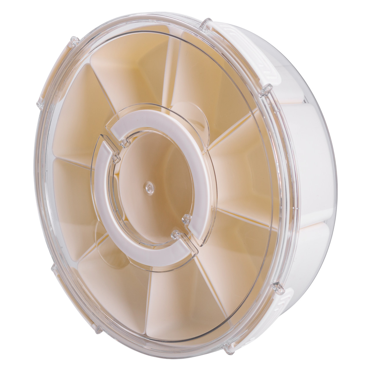 Контейнер для їжі з 9 відсіками пластиковий Ø29 см харчовий контейнер для зберігання їжі 3.5 л Бежевий HP-27-14