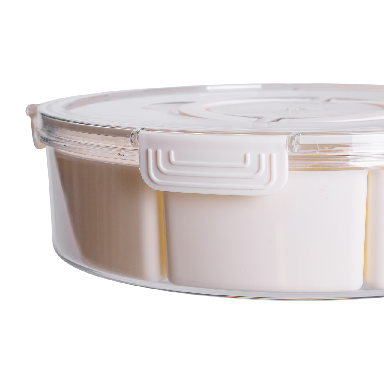 Контейнер для їжі з 9 відсіками пластиковий Ø29 см харчовий контейнер для зберігання їжі 3.5 л Бежевий HP-27-14